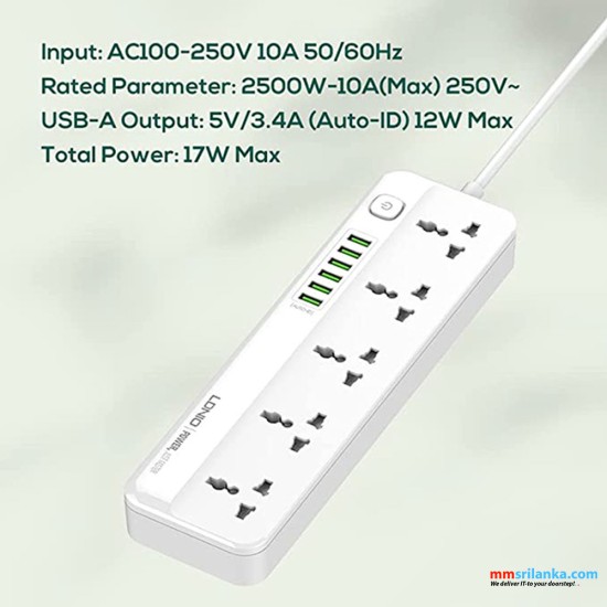 LDNIO SC5614 5AC Outlets Universal Power Strip (6M)